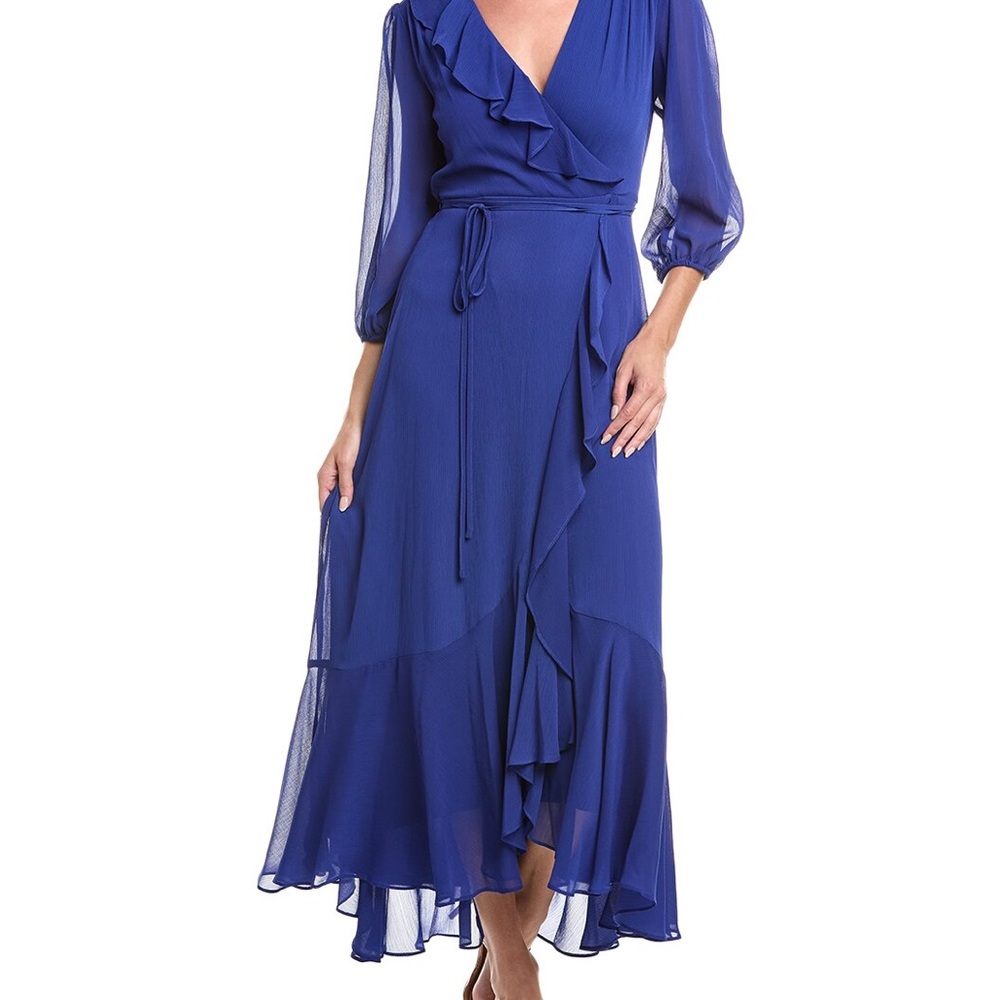 Elegant Blue Wrap Dress